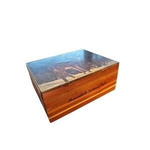 Vintage Shenandoah National Park Deer Trinket Box 1990 Wildlife‎ Lithograph Wood